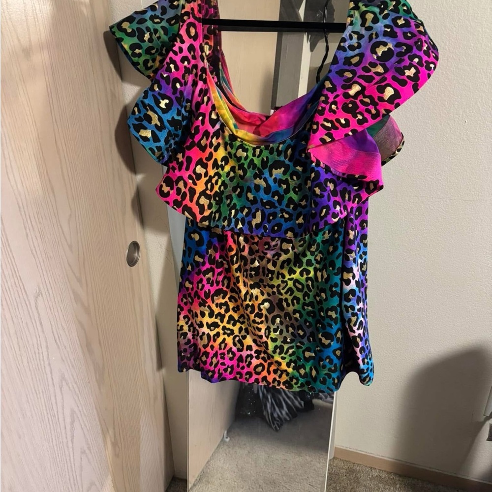 Multicolor Leopard Print Ruffle Top